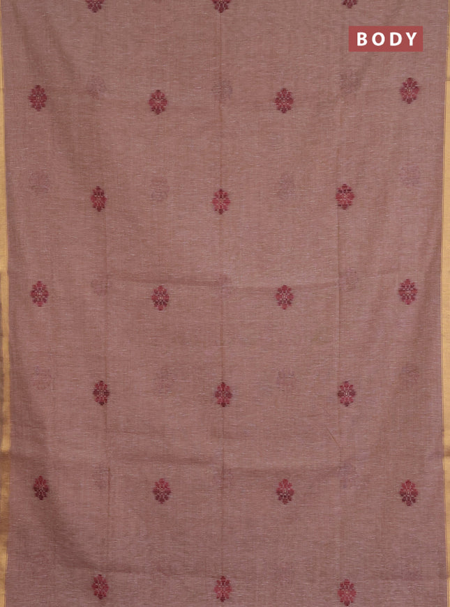 Jamdhani cotton saree dark peach shade and maroon with allover thread & zari woven buttas and jamdhani pallu