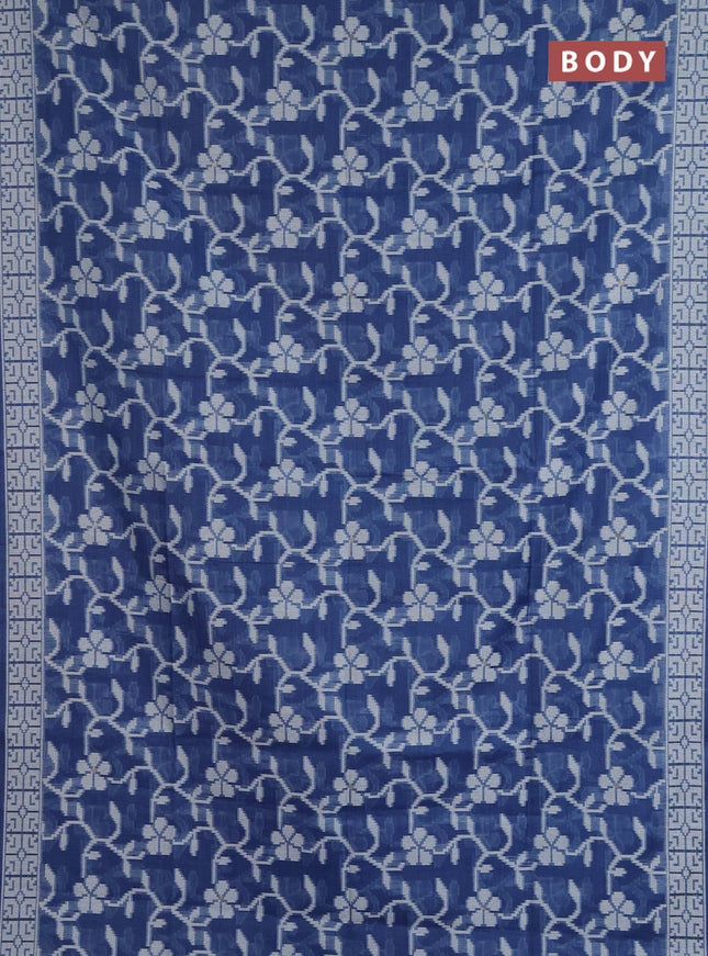 Jamdhani cotton saree blue shade with allover thread & zari buttas and jamdhani pallu