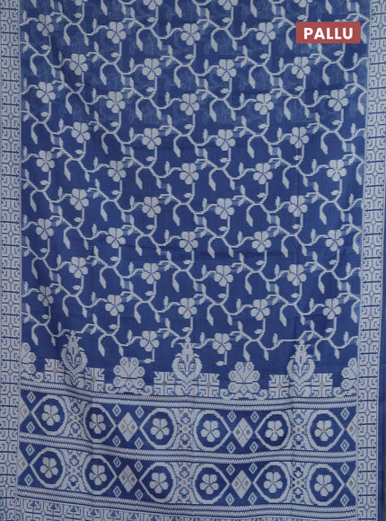 Jamdhani cotton saree blue shade with allover thread & zari buttas and jamdhani pallu