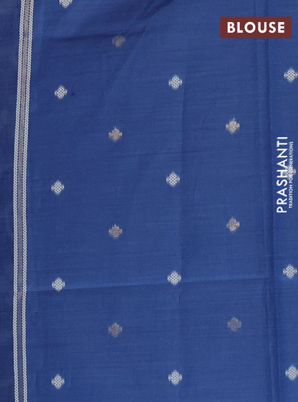 Jamdhani cotton saree blue shade with allover thread & zari buttas and jamdhani pallu