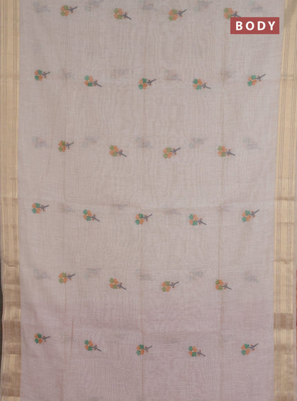 Jamdhani cotton saree beige and red with thread & zari woven buttas and jamdhani pallu