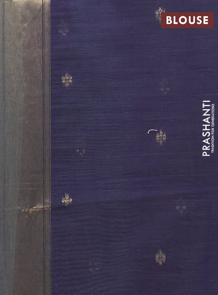 Jamdhani cotton saree teal green and navy blue with thread & zari woven buttas and jamdhani pallu