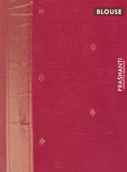 Jamdhani cotton saree pale yellow and magenta pink with thread & zari woven buttas and jamdhani pallu