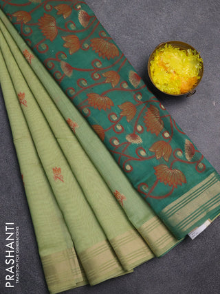 Jamdhani cotton saree pista green and green with thread & zari woven buttas and jamdhani pallu