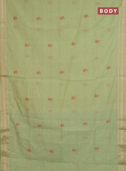 Jamdhani cotton saree pista green and green with thread & zari woven buttas and jamdhani pallu