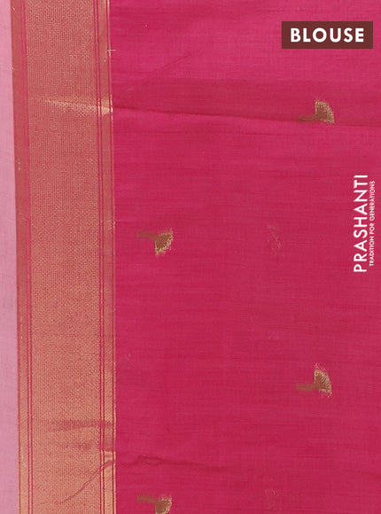 Jamdhani cotton saree light pink and dark pink with thread & zari woven buttas and jamdhani pallu