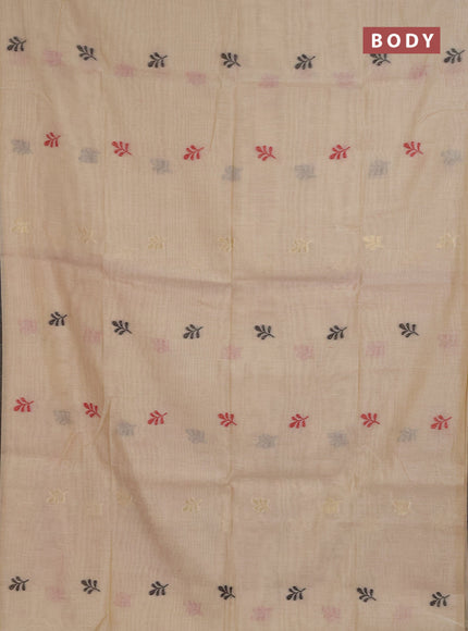Jamdhani cotton saree beige with allover thread & zari woven buttas and jamdhani pallu