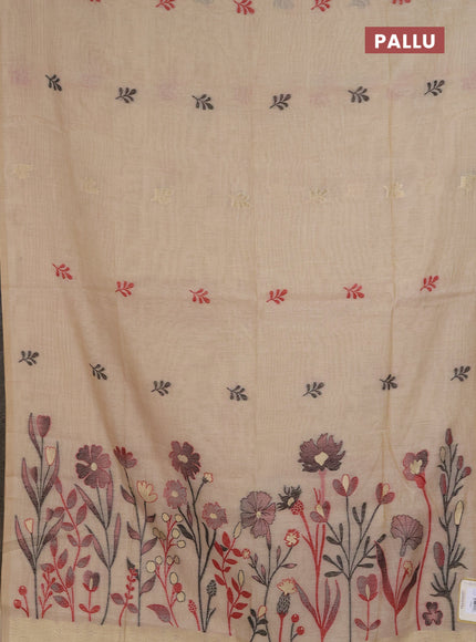 Jamdhani cotton saree beige with allover thread & zari woven buttas and jamdhani pallu