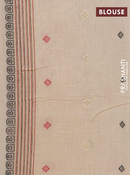 Jamdhani cotton saree beige with allover thread & zari woven buttas and jamdhani pallu