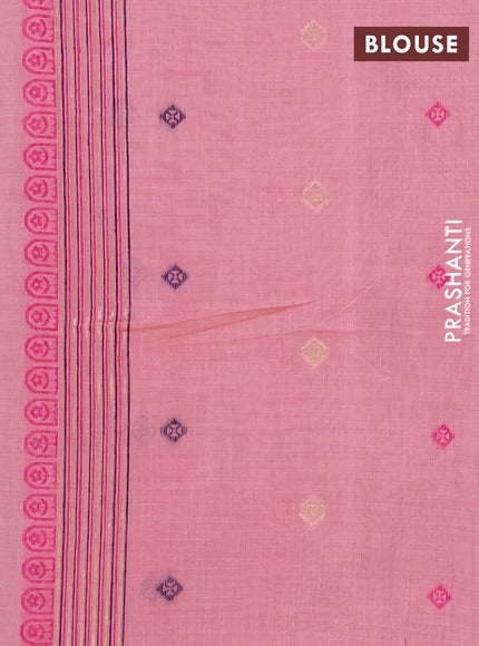 Jamdhani cotton saree peach pink with allover thread & zari woven buttas and jamdhani pallu