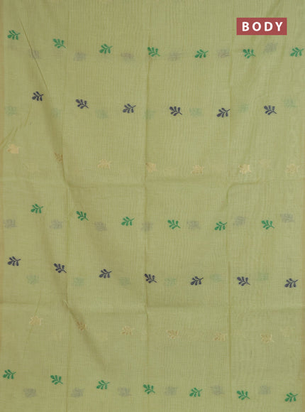 Jamdhani cotton saree pista green with allover thread & zari woven buttas and jamdhani pallu