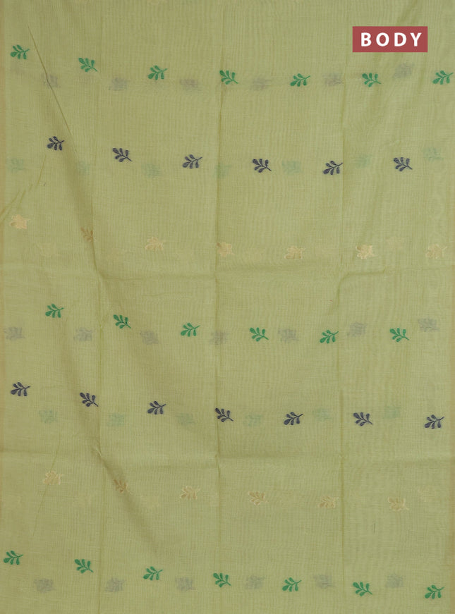 Jamdhani cotton saree pista green with allover thread & zari woven buttas and jamdhani pallu
