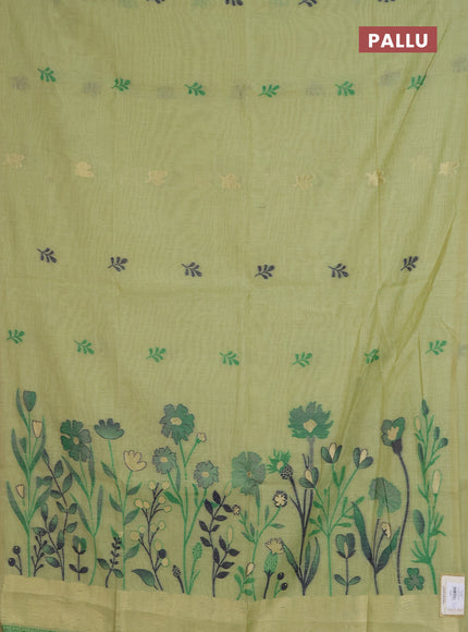 Jamdhani cotton saree pista green with allover thread & zari woven buttas and jamdhani pallu