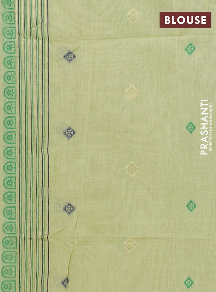 Jamdhani cotton saree pista green with allover thread & zari woven buttas and jamdhani pallu