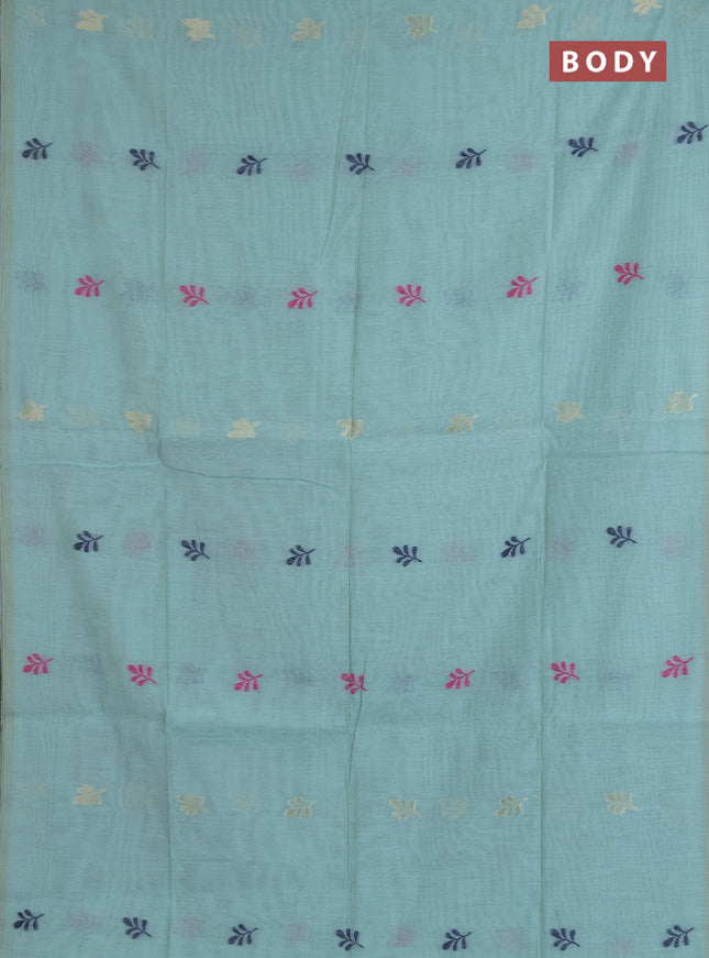 Jamdhani cotton saree teal green with allover thread & zari woven buttas and jamdhani pallu