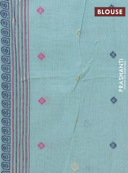 Jamdhani cotton saree teal green with allover thread & zari woven buttas and jamdhani pallu