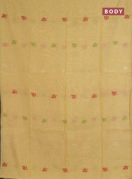 Jamdhani cotton saree pale yellow with allover thread & zari woven buttas and jamdhani pallu
