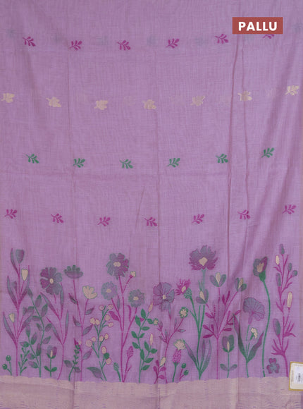 Jamdhani cotton saree lavender with allover thread & zari woven buttas and jamdhani pallu