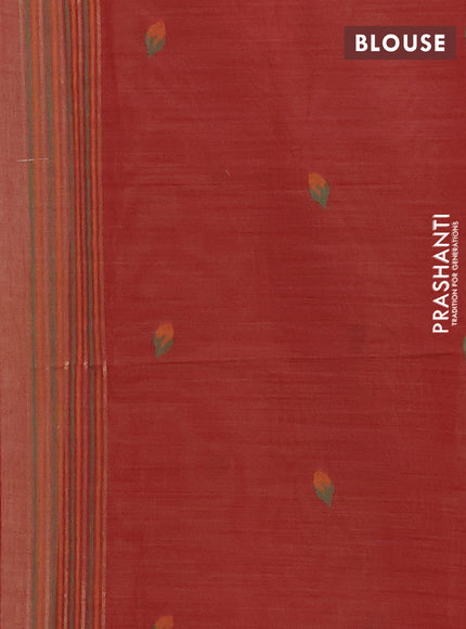 Jamdhani cotton saree beige and maroon with thread woven buttas and jamdhani pallu