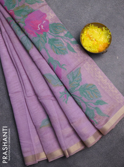 Jamdhani cotton saree lavender and purple with thread woven buttas and jamdhani pallu