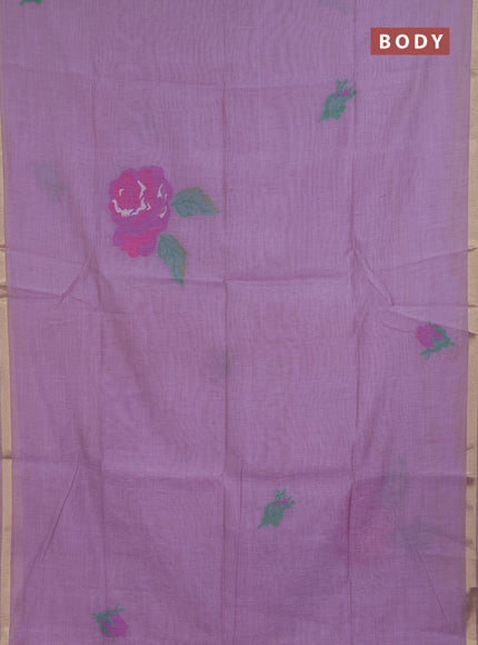 Jamdhani cotton saree lavender and purple with thread woven buttas and jamdhani pallu