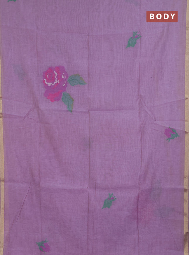 Jamdhani cotton saree lavender and purple with thread woven buttas and jamdhani pallu