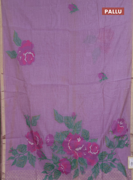 Jamdhani cotton saree lavender and purple with thread woven buttas and jamdhani pallu