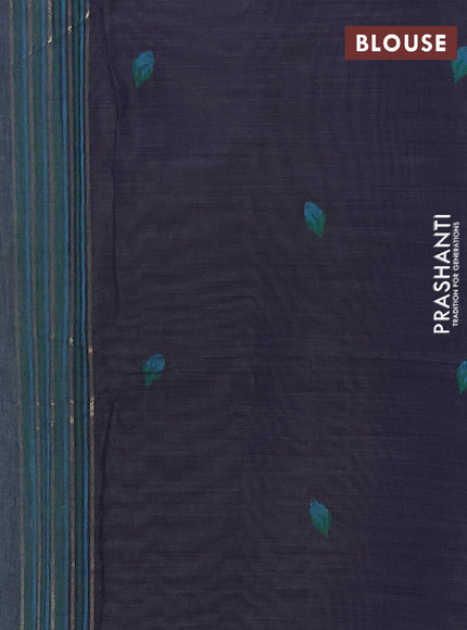Jamdhani cotton saree teal green and navy blue with thread woven buttas and jamdhani pallu