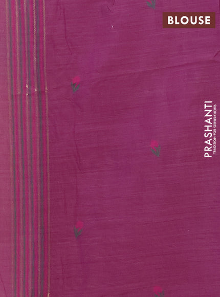 Jamdhani cotton saree peach shade and purple with thread woven buttas and jamdhani pallu