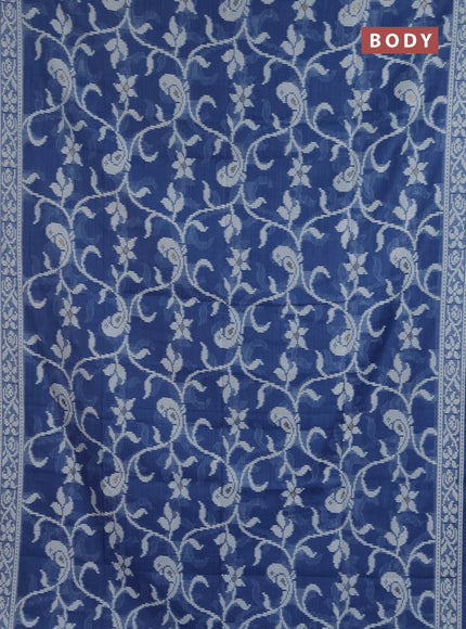 Jamdhani cotton saree blue shade with alllover thread weaves & buttas and jamdhani pallu