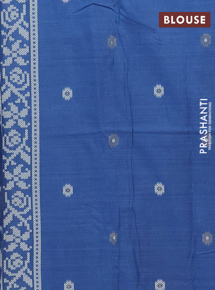 Jamdhani cotton saree blue shade with alllover thread weaves & buttas and jamdhani pallu