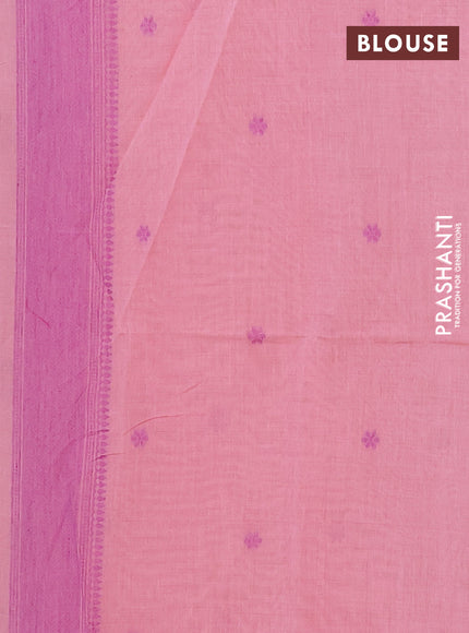 Jamdhani cotton saree peach pink with allover thread woven buttas and jamdhani pallu