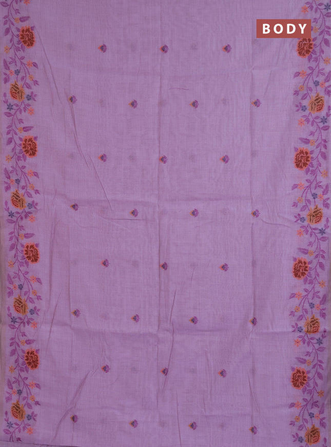 Jamdhani cotton saree lavender with allover thread woven buttas and jamdhani pallu