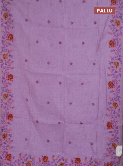 Jamdhani cotton saree lavender with allover thread woven buttas and jamdhani pallu