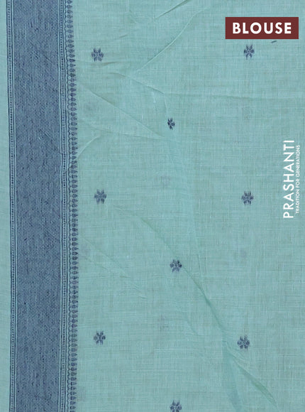 Jamdhani cotton saree teal green with allover thread woven buttas and jamdhani pallu