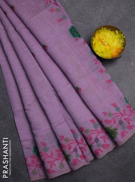 Jamdhani cotton saree lavender with allover thread woven buttas and jamdhani pallu