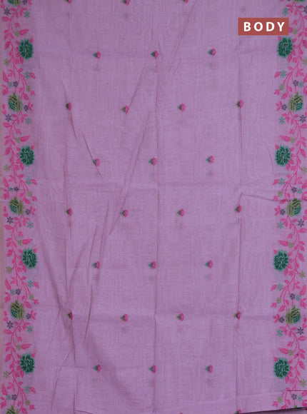 Jamdhani cotton saree lavender with allover thread woven buttas and jamdhani pallu