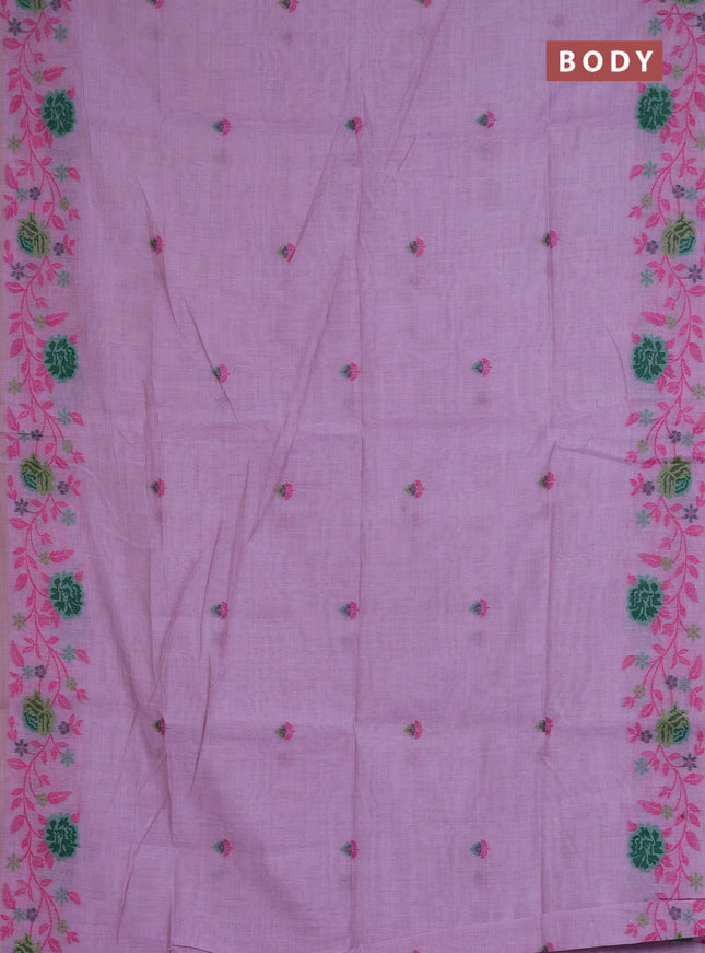 Jamdhani cotton saree lavender with allover thread woven buttas and jamdhani pallu