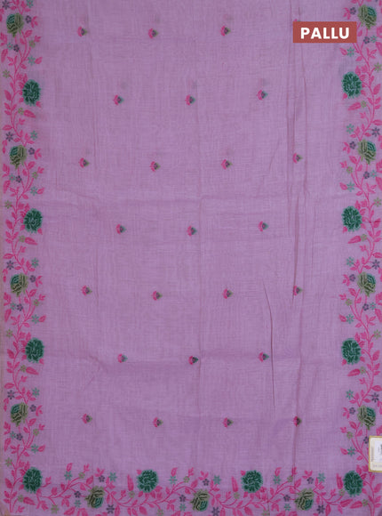 Jamdhani cotton saree lavender with allover thread woven buttas and jamdhani pallu
