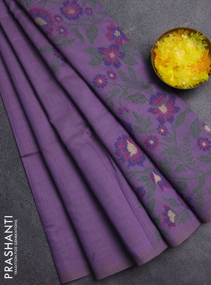 Jamdhani cotton saree lavender and blue with allover thread & zari woven buttas and jamdhani pallu