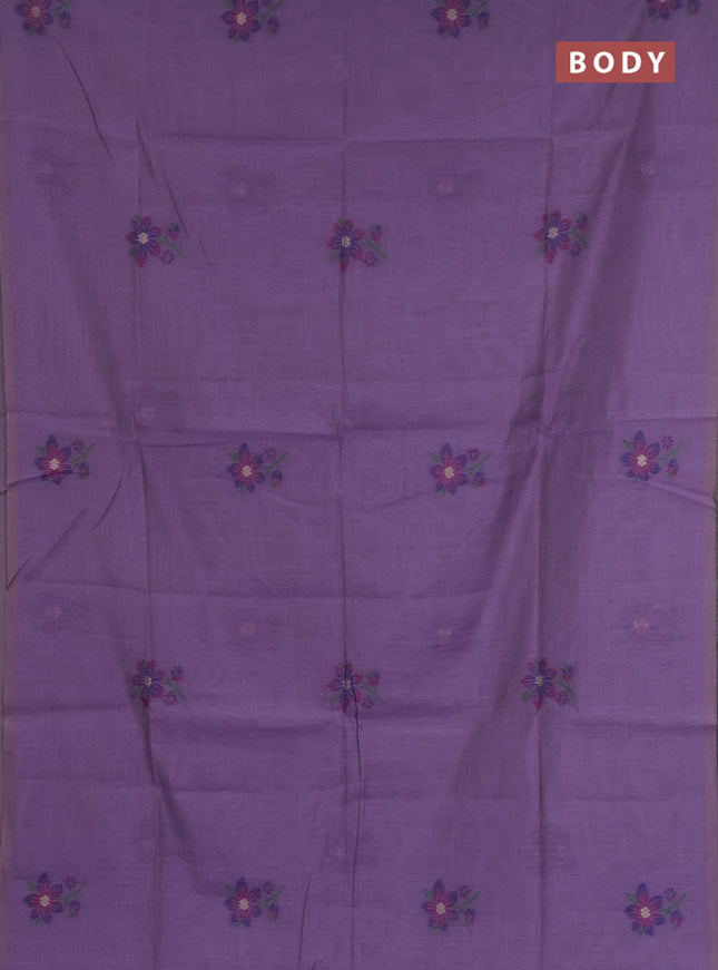 Jamdhani cotton saree lavender and blue with allover thread & zari woven buttas and jamdhani pallu