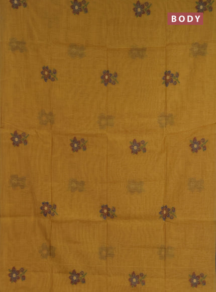 Jamdhani cotton saree mustard yellow and maroon with allover thread & zari woven buttas and jamdhani pallu