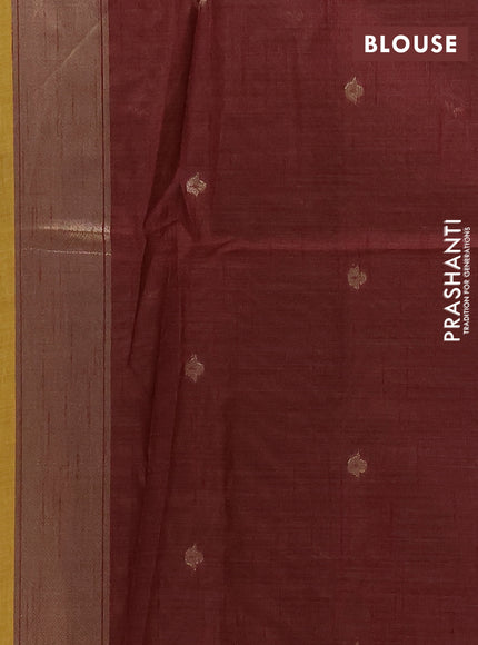 Jamdhani cotton saree mustard yellow and maroon with allover thread & zari woven buttas and jamdhani pallu