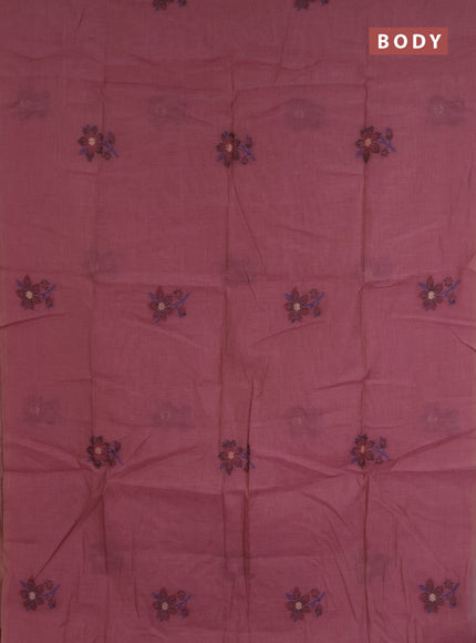 Jamdhani cotton saree dark peach and maroon with allover thread & zari woven buttas and jamdhani pallu