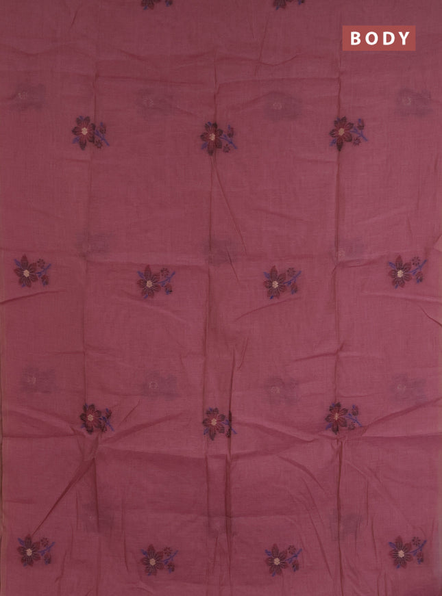Jamdhani cotton saree dark peach and maroon with allover thread & zari woven buttas and jamdhani pallu