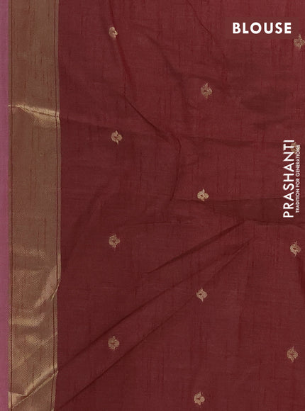 Jamdhani cotton saree dark peach and maroon with allover thread & zari woven buttas and jamdhani pallu