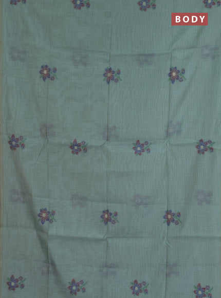 Jamdhani cotton saree teal green and maroon with allover thread & zari woven buttas and jamdhani pallu