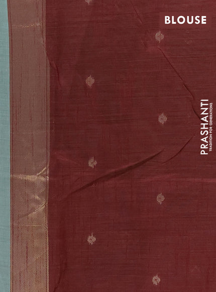 Jamdhani cotton saree teal green and maroon with allover thread & zari woven buttas and jamdhani pallu