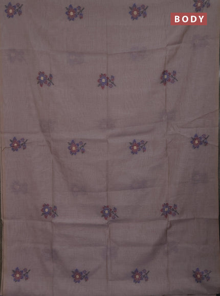 Jamdhani cotton saree dark beige and blue with allover thread & zari woven buttas and jamdhani pallu