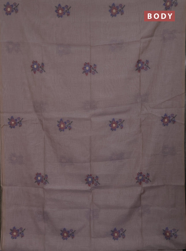 Jamdhani cotton saree dark beige and blue with allover thread & zari woven buttas and jamdhani pallu
